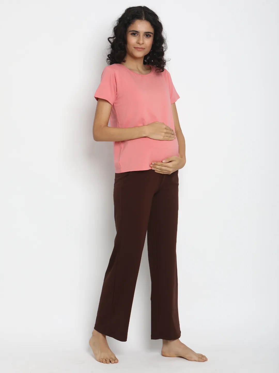 High Waist Stretch Wide-Leg Maternity Pants