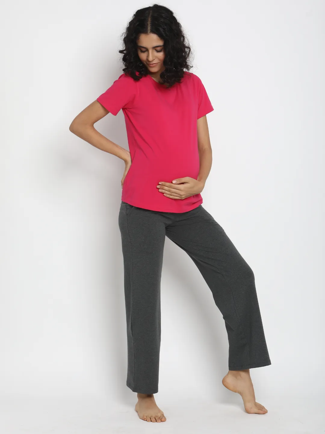 High Waist Stretch Wide-Leg Maternity Pants