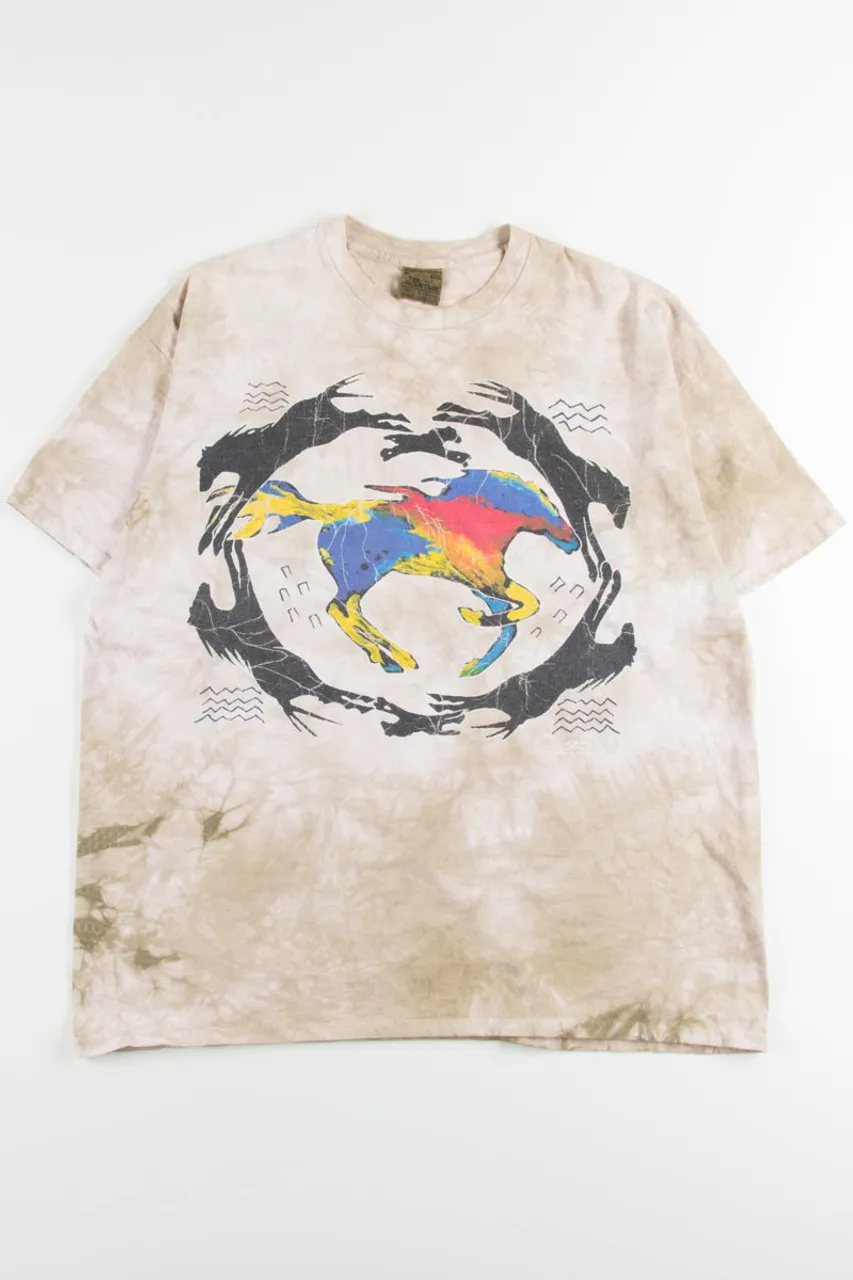 Horse Pictograph Tie Dye Tee