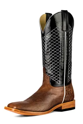 Horse Power Mens Top Hand Black Smooth Ostrich Cowboy Boots