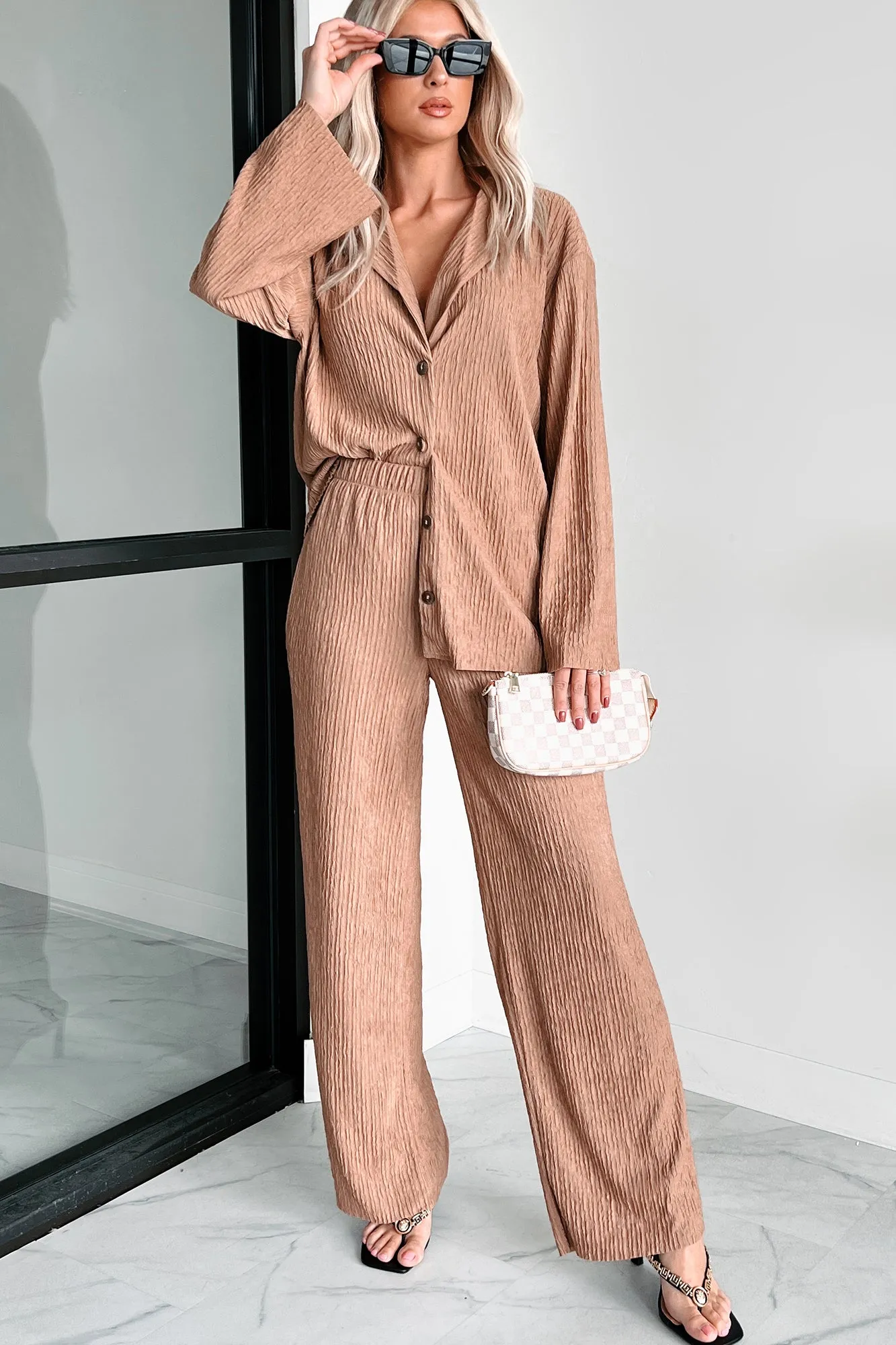 Interesting Scenarios Textured Wide Leg Pants (Coco)