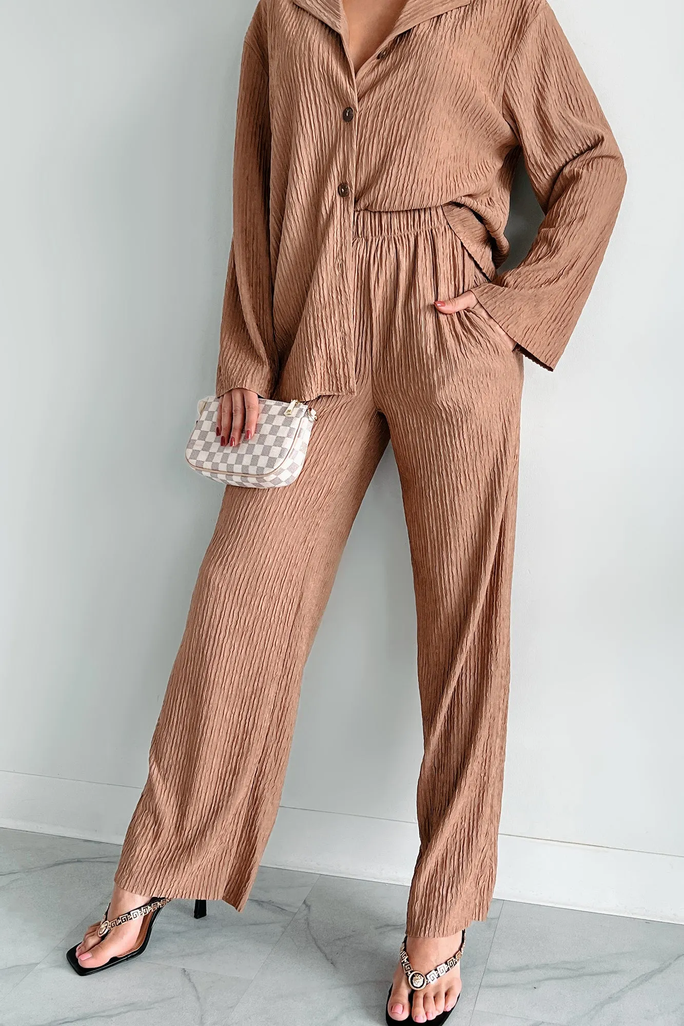 Interesting Scenarios Textured Wide Leg Pants (Coco)