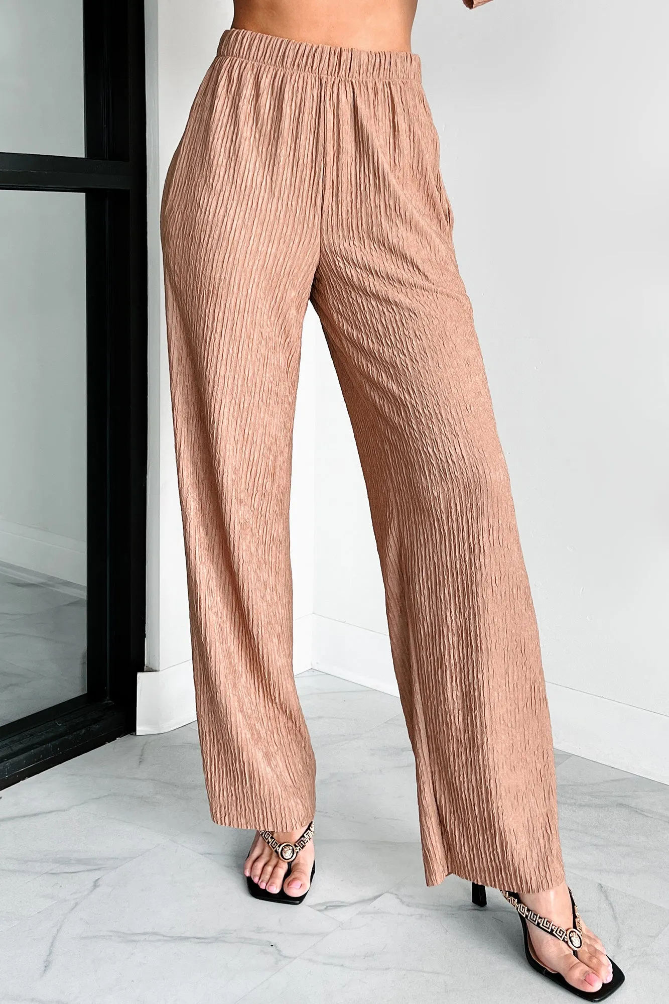 Interesting Scenarios Textured Wide Leg Pants (Coco)