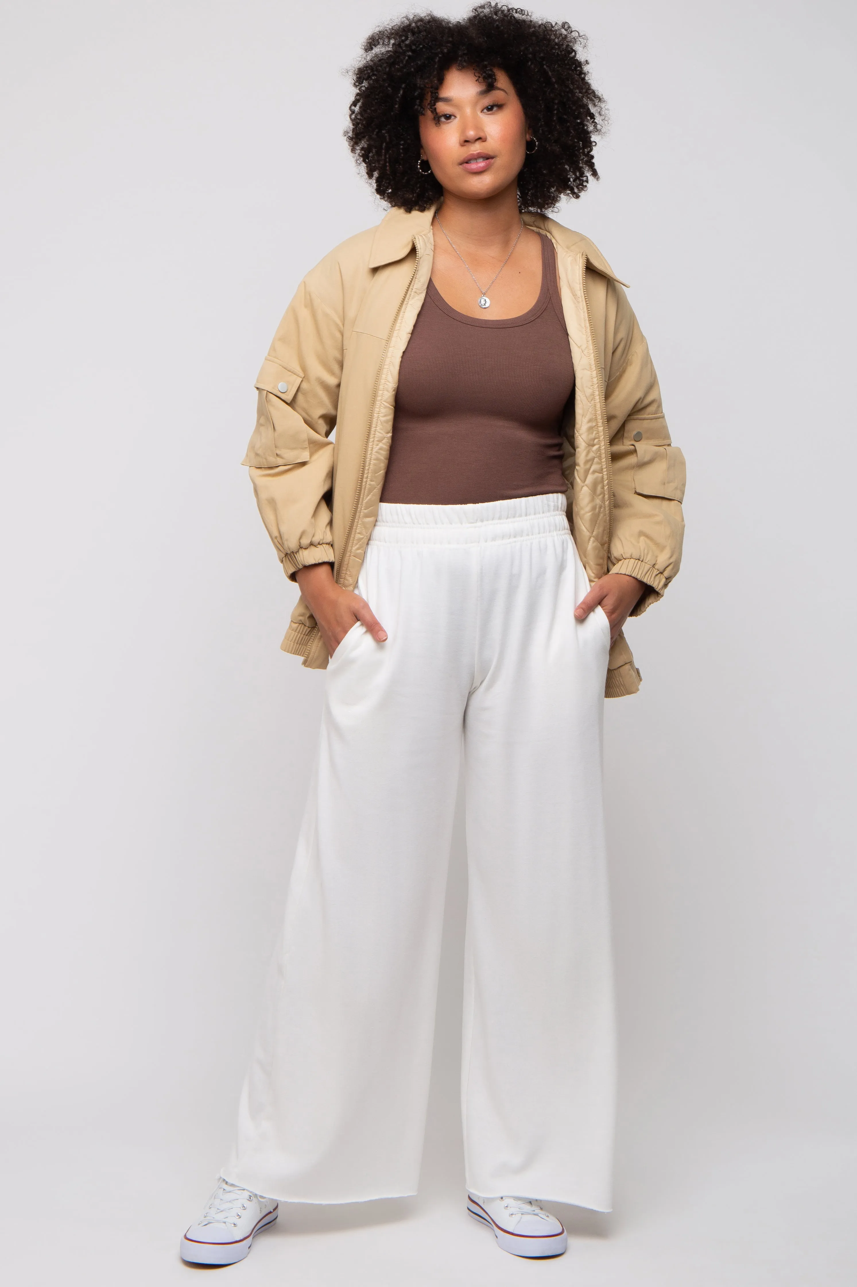 Ivory Soft Fleece Wide Leg Maternity Lounge Pants