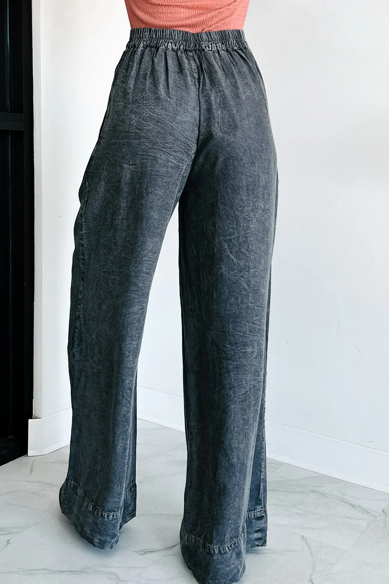 Kenny Mineral Wash Wide Leg Pants (Washed Black)