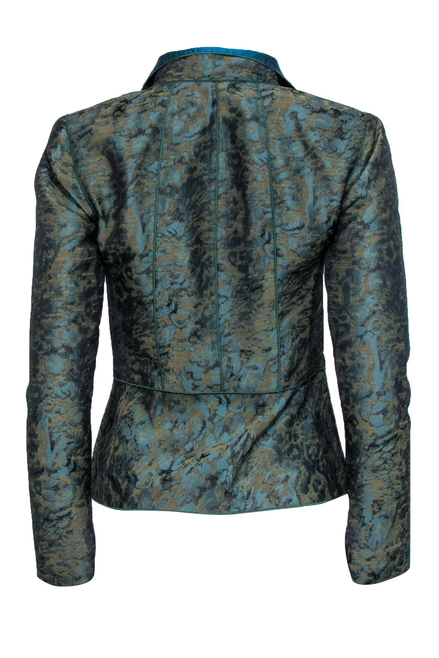 Lafayette 148 – Blue & Green Metallic Floral Brocade Blazer Sz 6