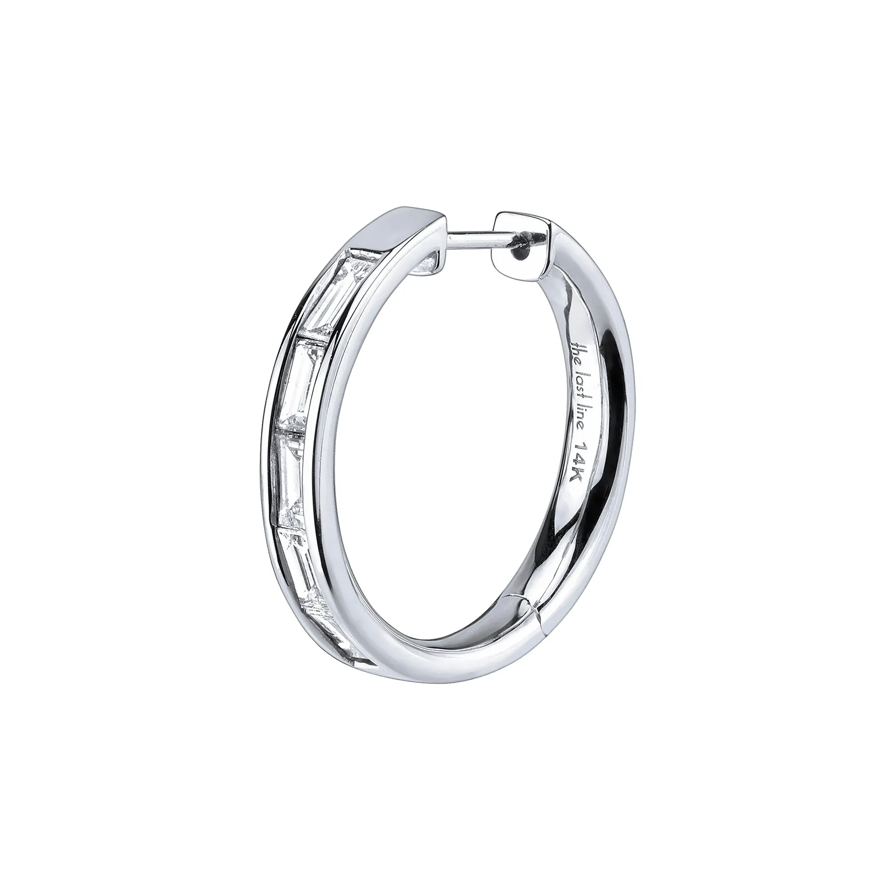 Large Baguette Hoop - White Diamond / 14k White Gold