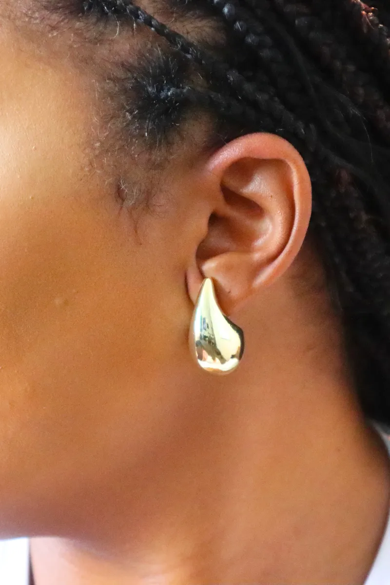 Large Dipped Tear Earrings | Gold