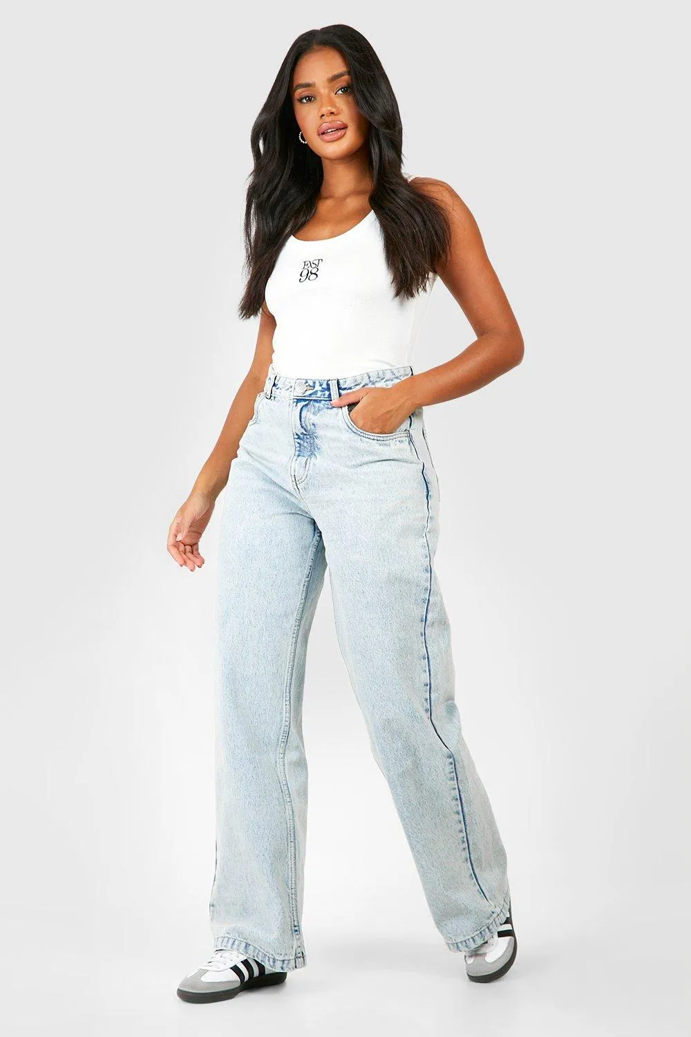 Light Blue Wash Straight Leg Jeans