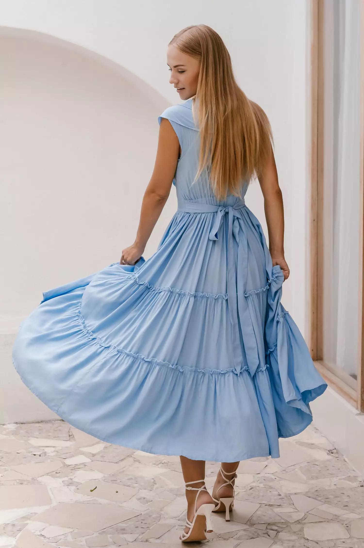 Looking Back Ruffle Midi Dress