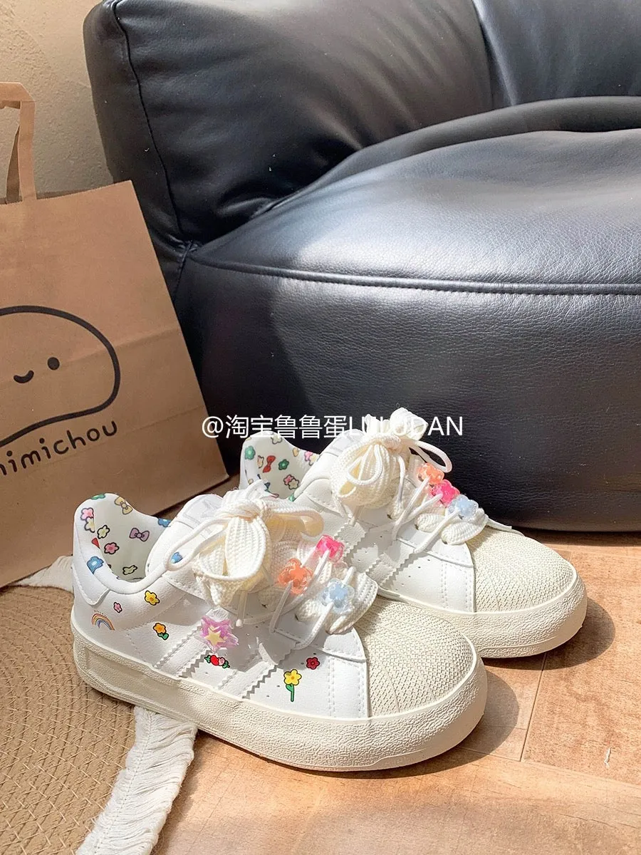 Lulu egg shell toe shoes for women 2024 new popular white shoes ins trendy versatile niche casual sneakers