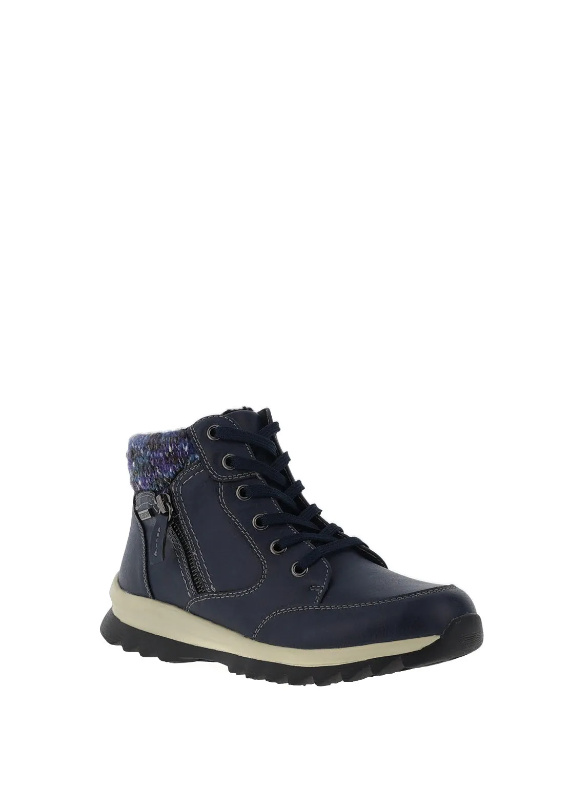 Lunar Buttermere Waterproof Knit Cuff Lace up Boots, Navy