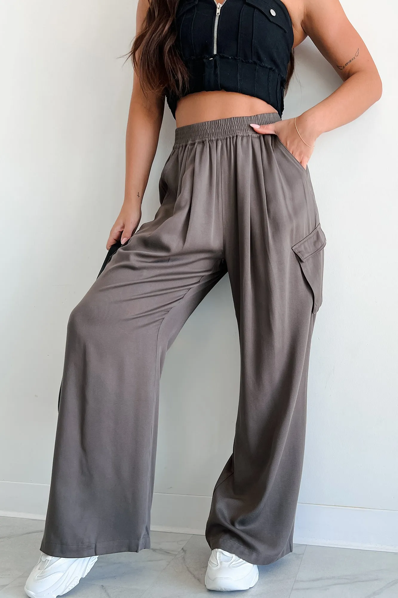 Mahoney Wide Leg Cargo Pants (Espresso)