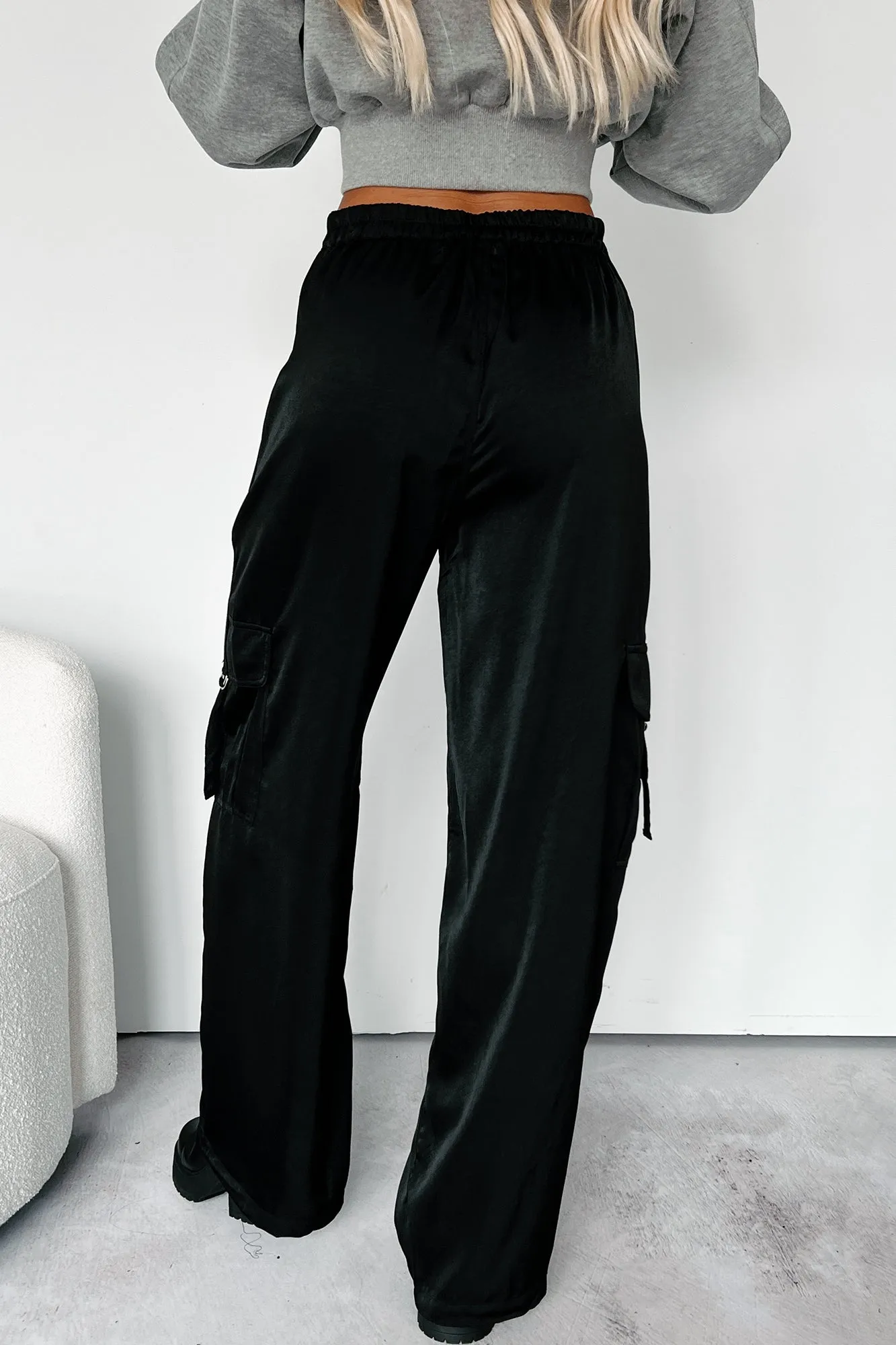 Manrick Wide Leg Cargo Pants (Black)