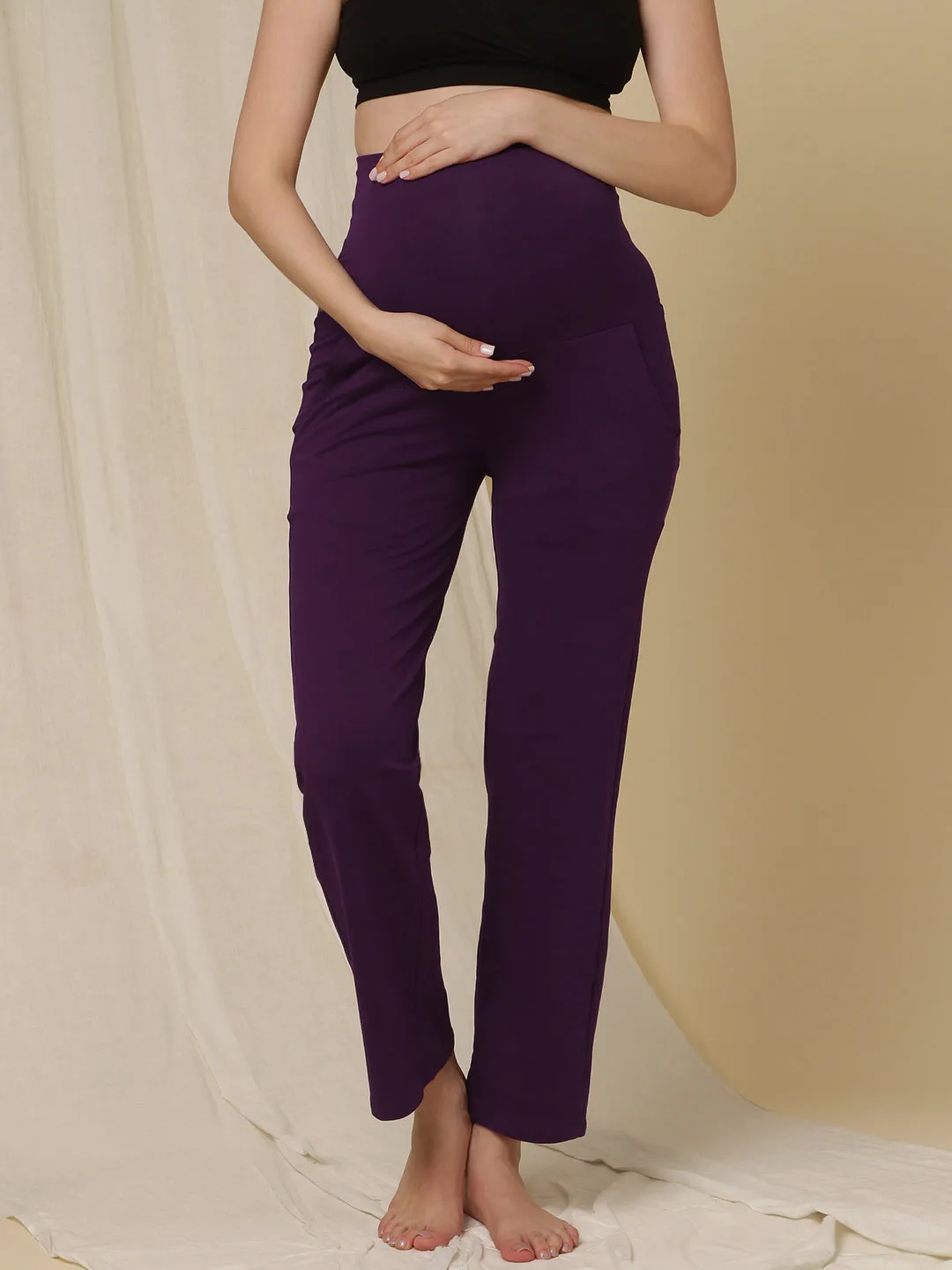 Maternity Wide-leg Pants- Winter (French Terry Lined)