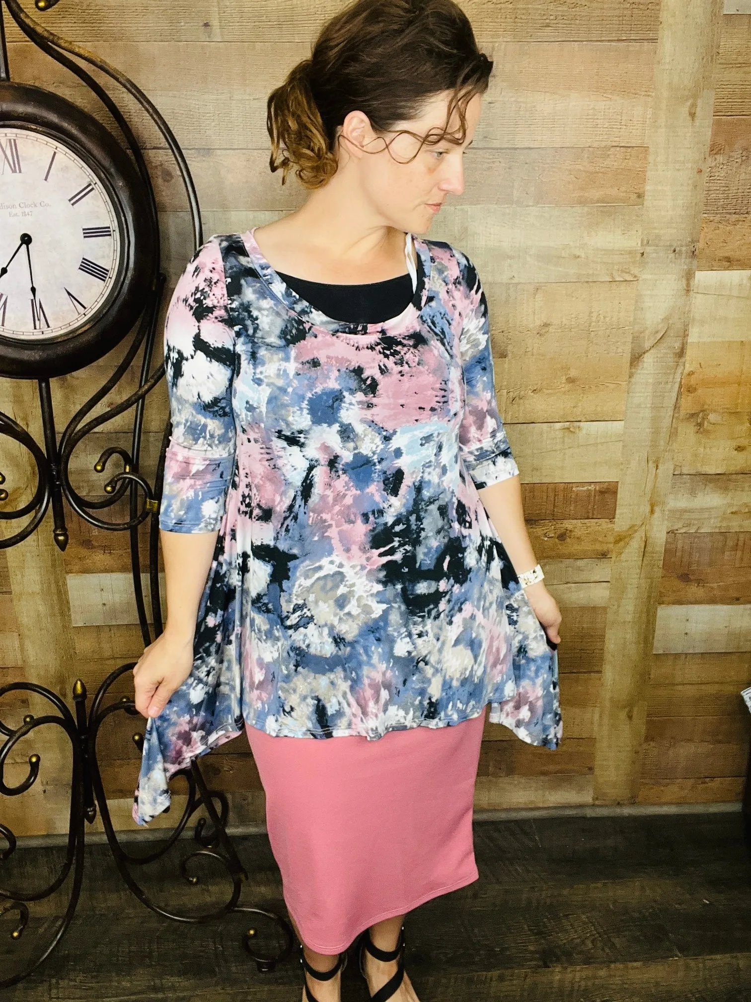 Mauve & Blue Tie Dye Tunic