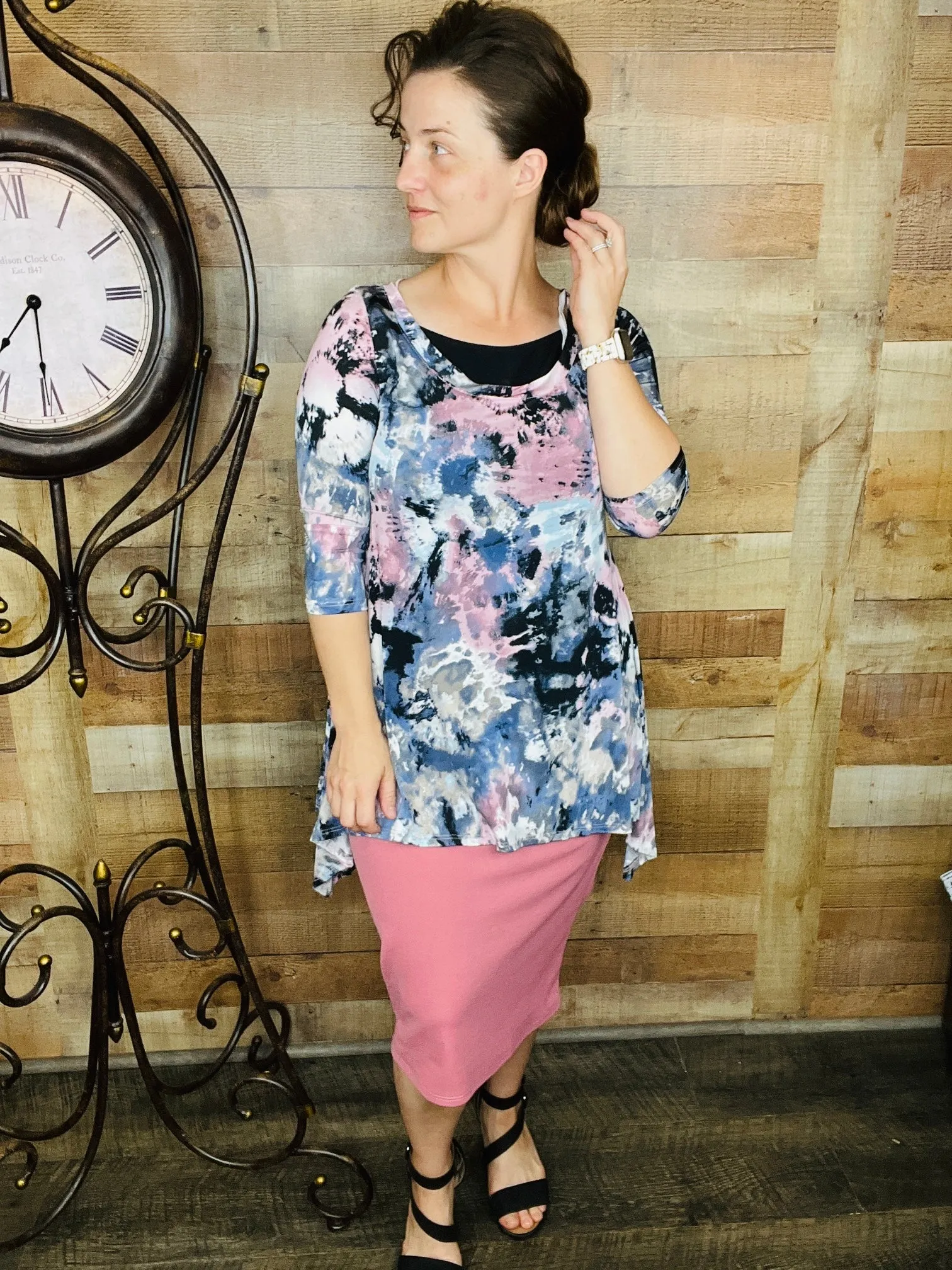 Mauve & Blue Tie Dye Tunic