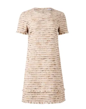 Melania Beige Tweed Shift Dress