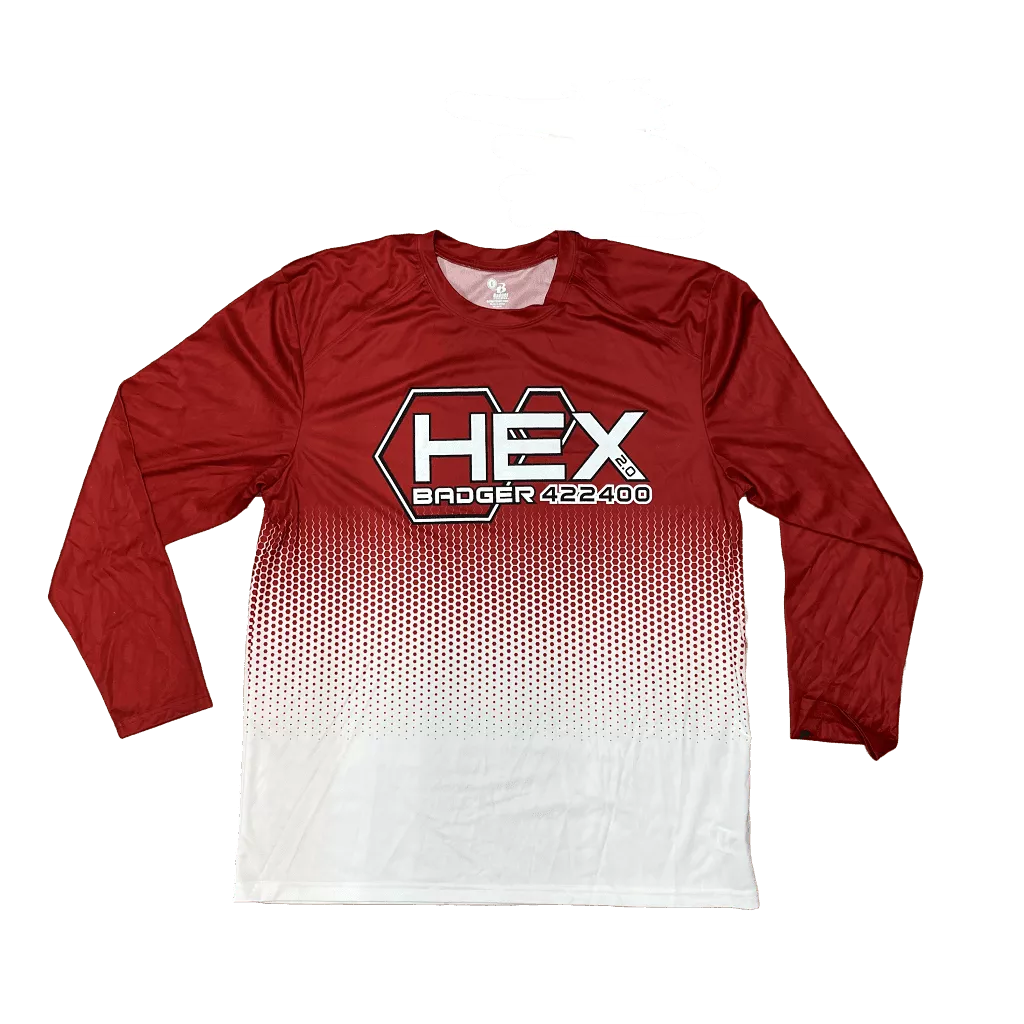 Men's Badger Sport •Hex• Long Sleeve Tee red/white large