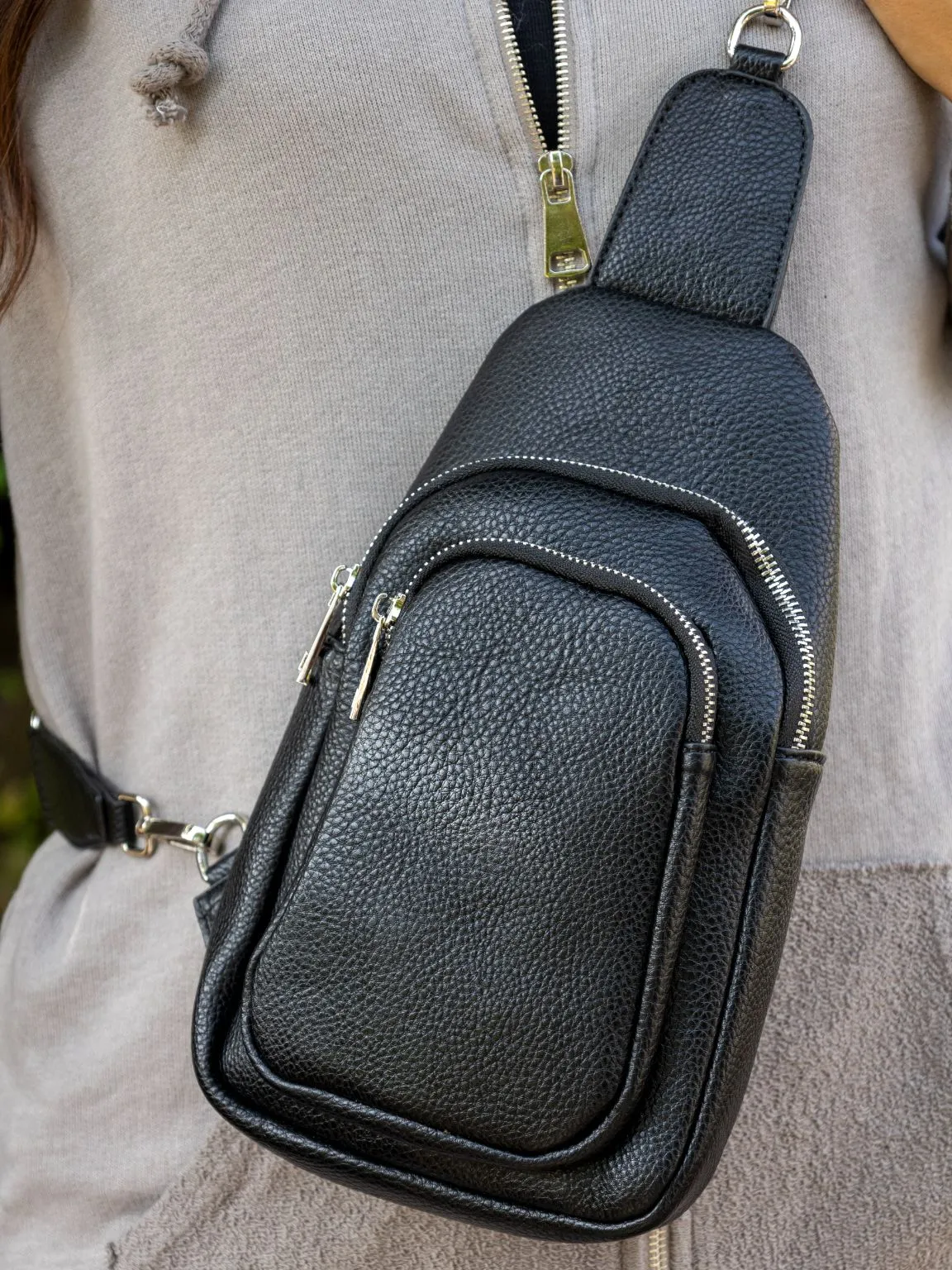 Multi Zip Detail Crossbody Bag