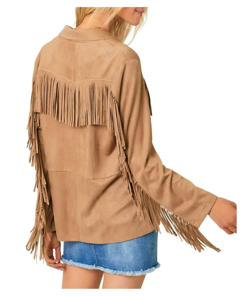 Mystree Women's Fringed Suede Blazer