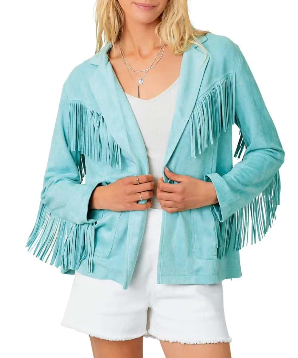 Mystree Women's Fringed Suede Blazer