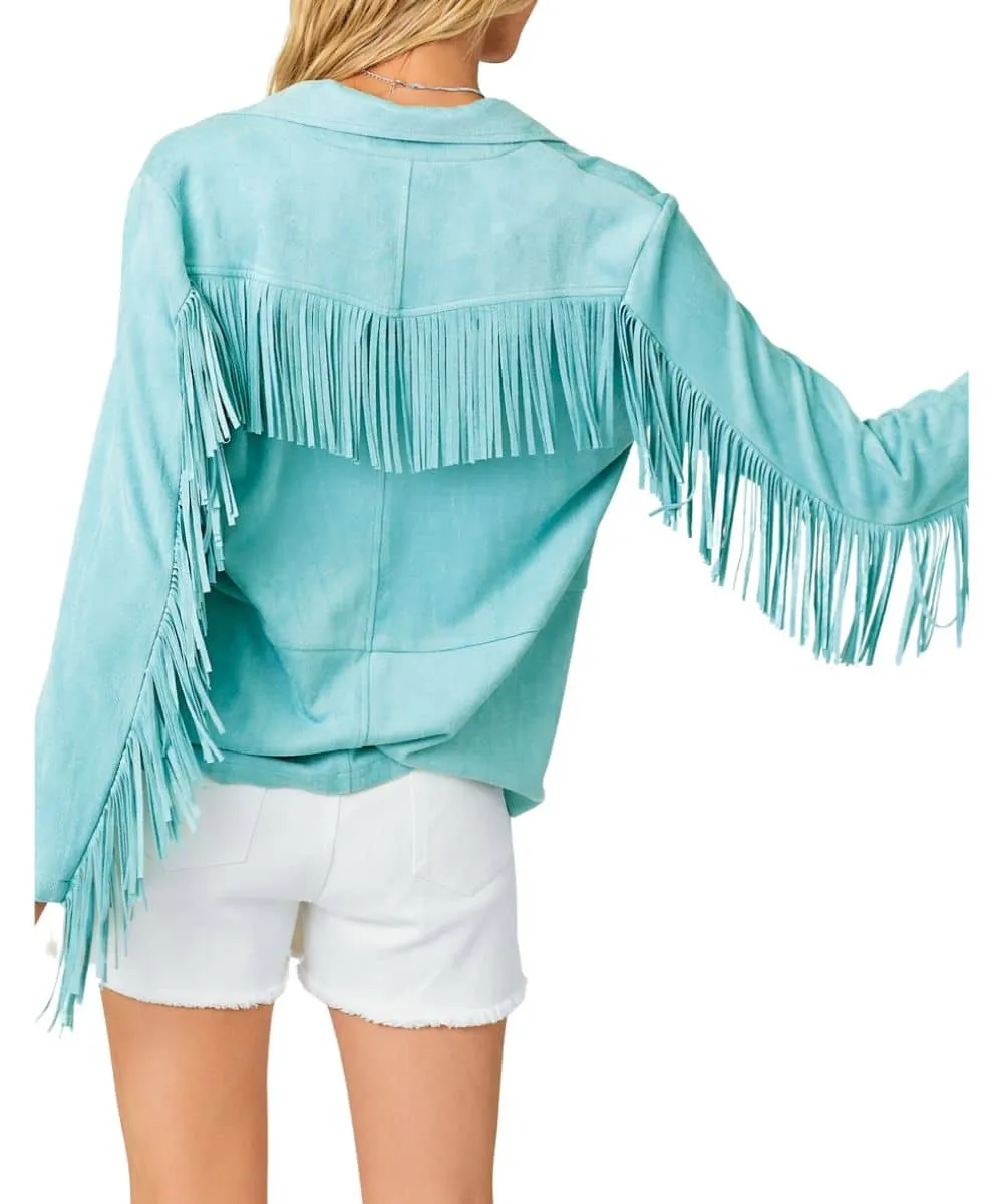 Mystree Women's Fringed Suede Blazer