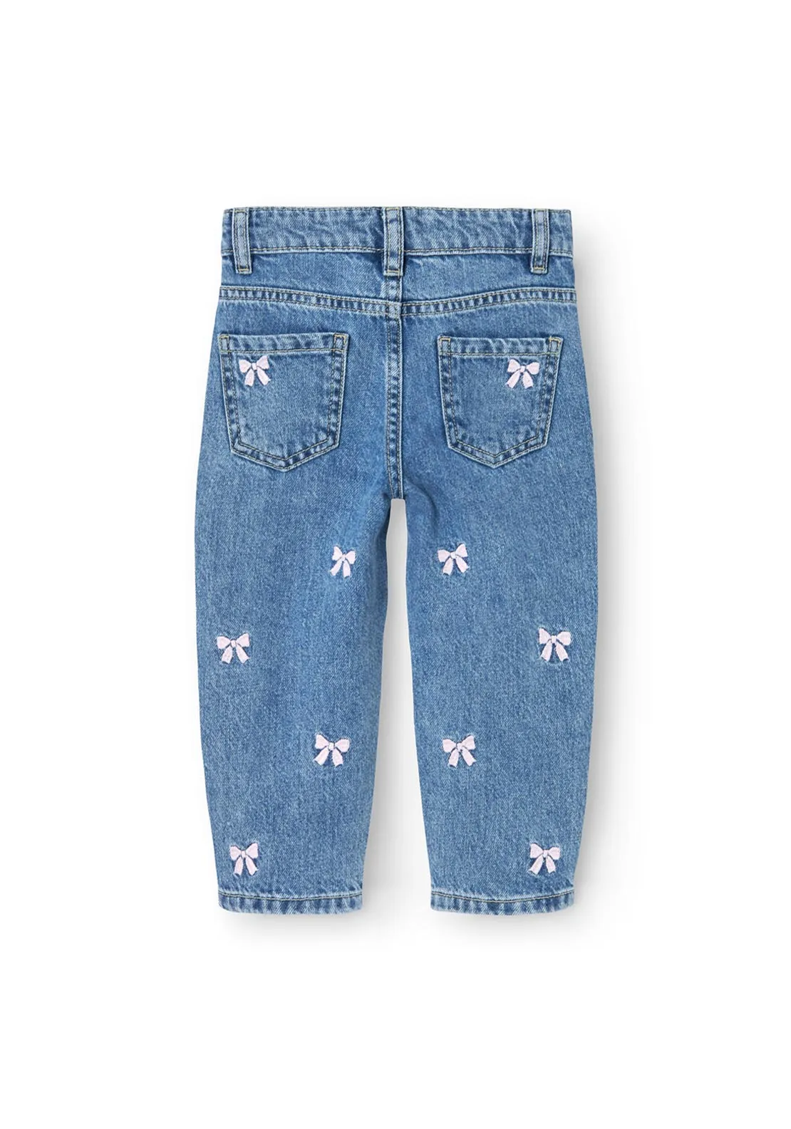 Name It Mini Girl Bella Mom Bow Jeans, Medium Blue Denim