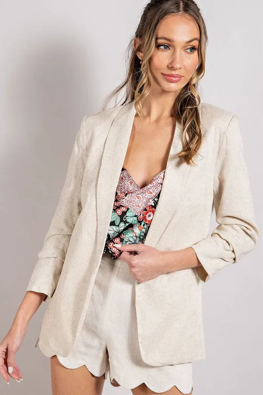 Nicoleta Linen Fitted Blazer - Natural ( See Matching Shorts )