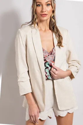 Nicoleta Linen Fitted Blazer - Natural ( See Matching Shorts )