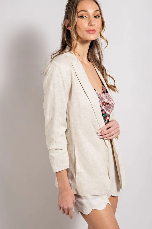 Nicoleta Linen Fitted Blazer - Natural ( See Matching Shorts )