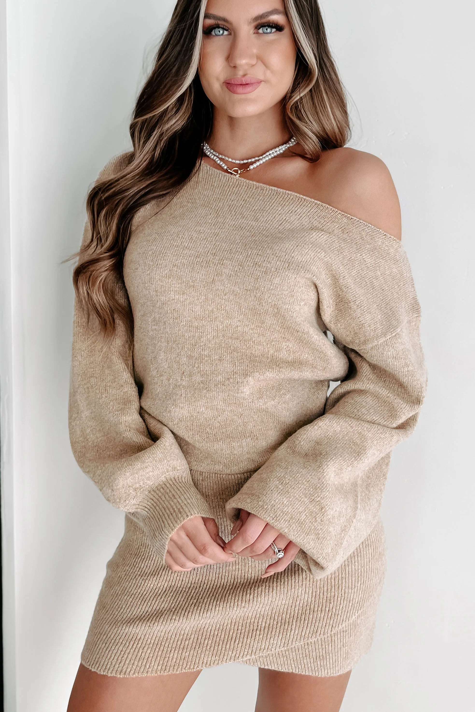 No Bad Angles Sweater Dress (Tan)