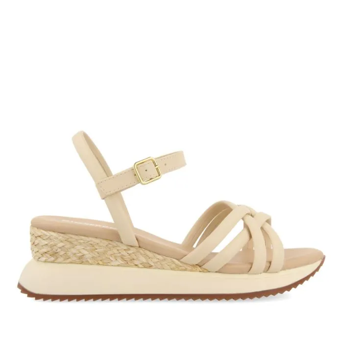 OFF-WHITE SANDALS WITH WEDGE AND TUBULAR STRAPS FOR WOMEN PERMET