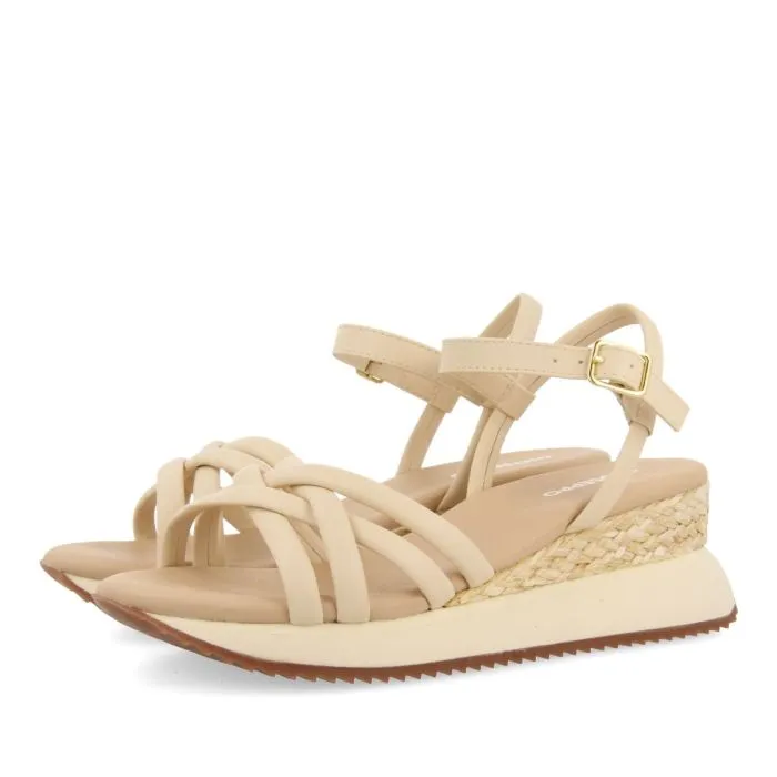 OFF-WHITE SANDALS WITH WEDGE AND TUBULAR STRAPS FOR WOMEN PERMET