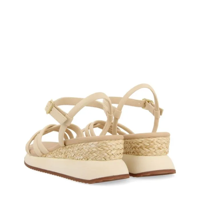 OFF-WHITE SANDALS WITH WEDGE AND TUBULAR STRAPS FOR WOMEN PERMET