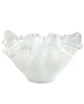 Onda White Glass Large Bowl