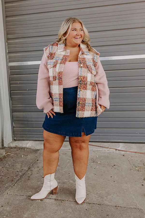 Picking Pumpkins Plaid Jacket in Blush Curves