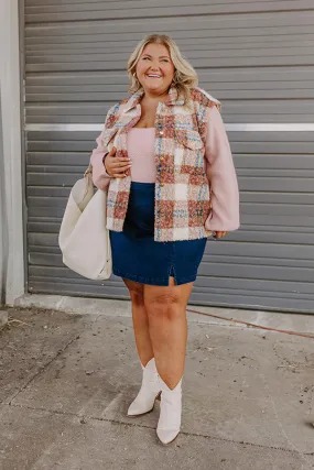 Picking Pumpkins Plaid Jacket in Blush Curves