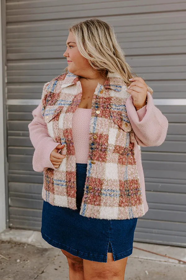 Picking Pumpkins Plaid Jacket in Blush Curves