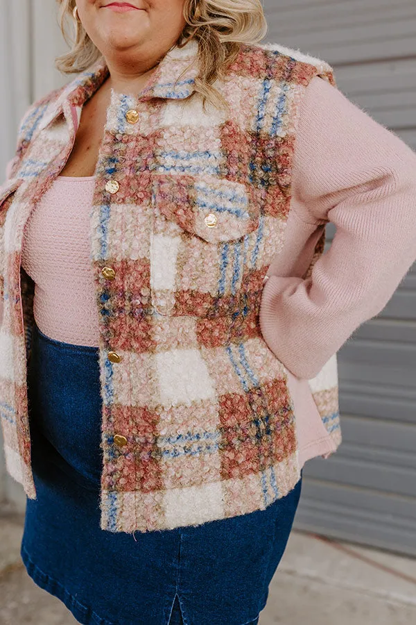 Picking Pumpkins Plaid Jacket in Blush Curves