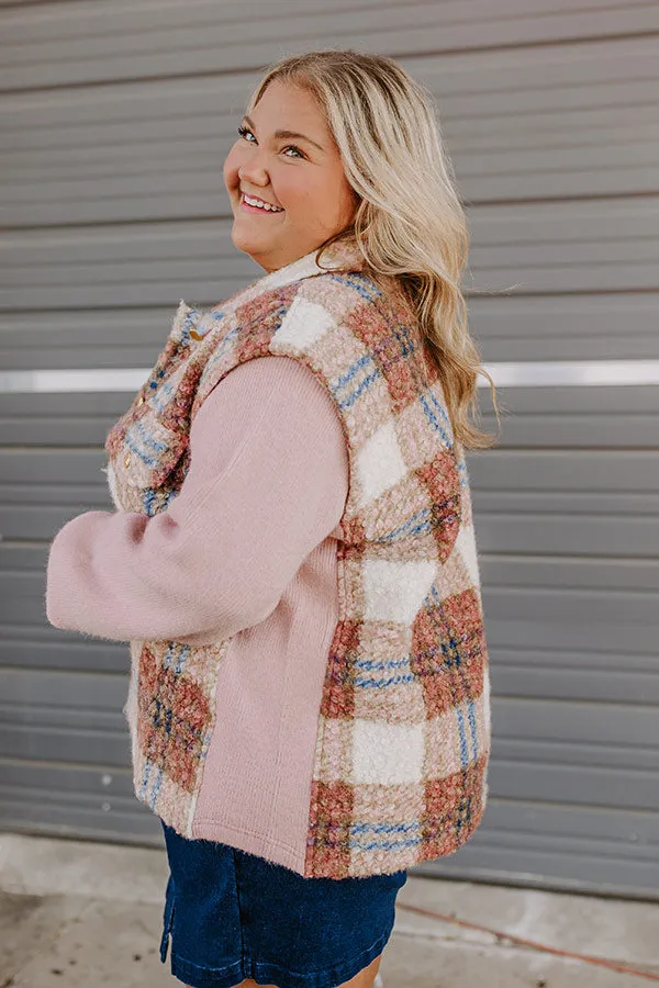 Picking Pumpkins Plaid Jacket in Blush Curves