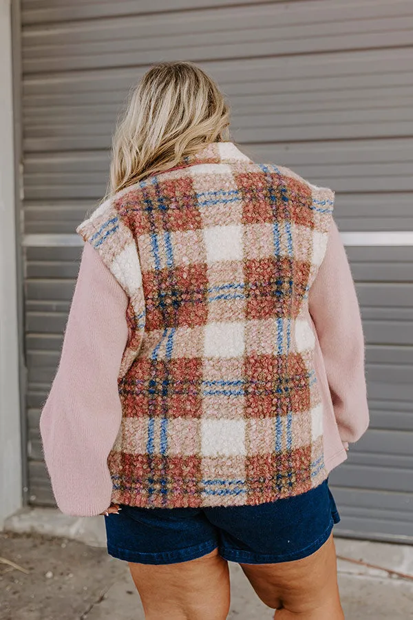 Picking Pumpkins Plaid Jacket in Blush Curves