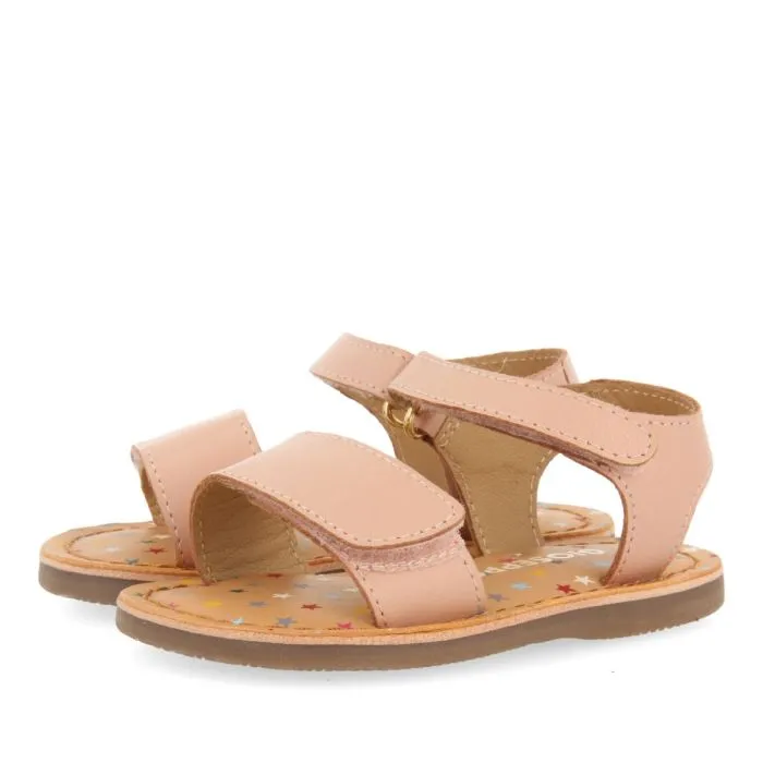 PINK LEATHER SANDALS WITH FANTASY PRINT FOR BABY HIMARE