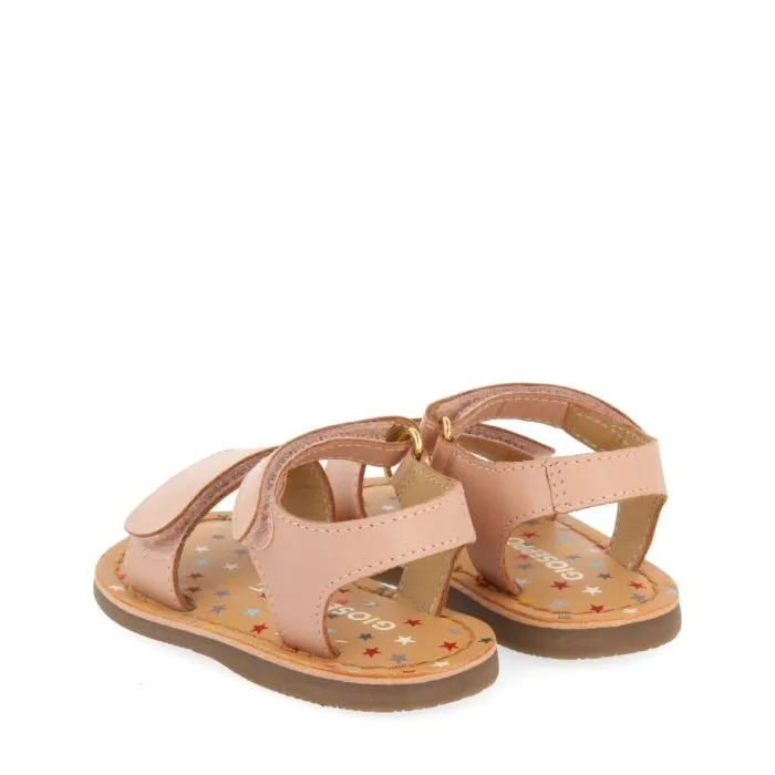 PINK LEATHER SANDALS WITH FANTASY PRINT FOR BABY HIMARE