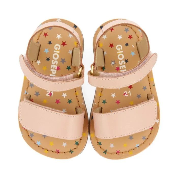 PINK LEATHER SANDALS WITH FANTASY PRINT FOR BABY HIMARE