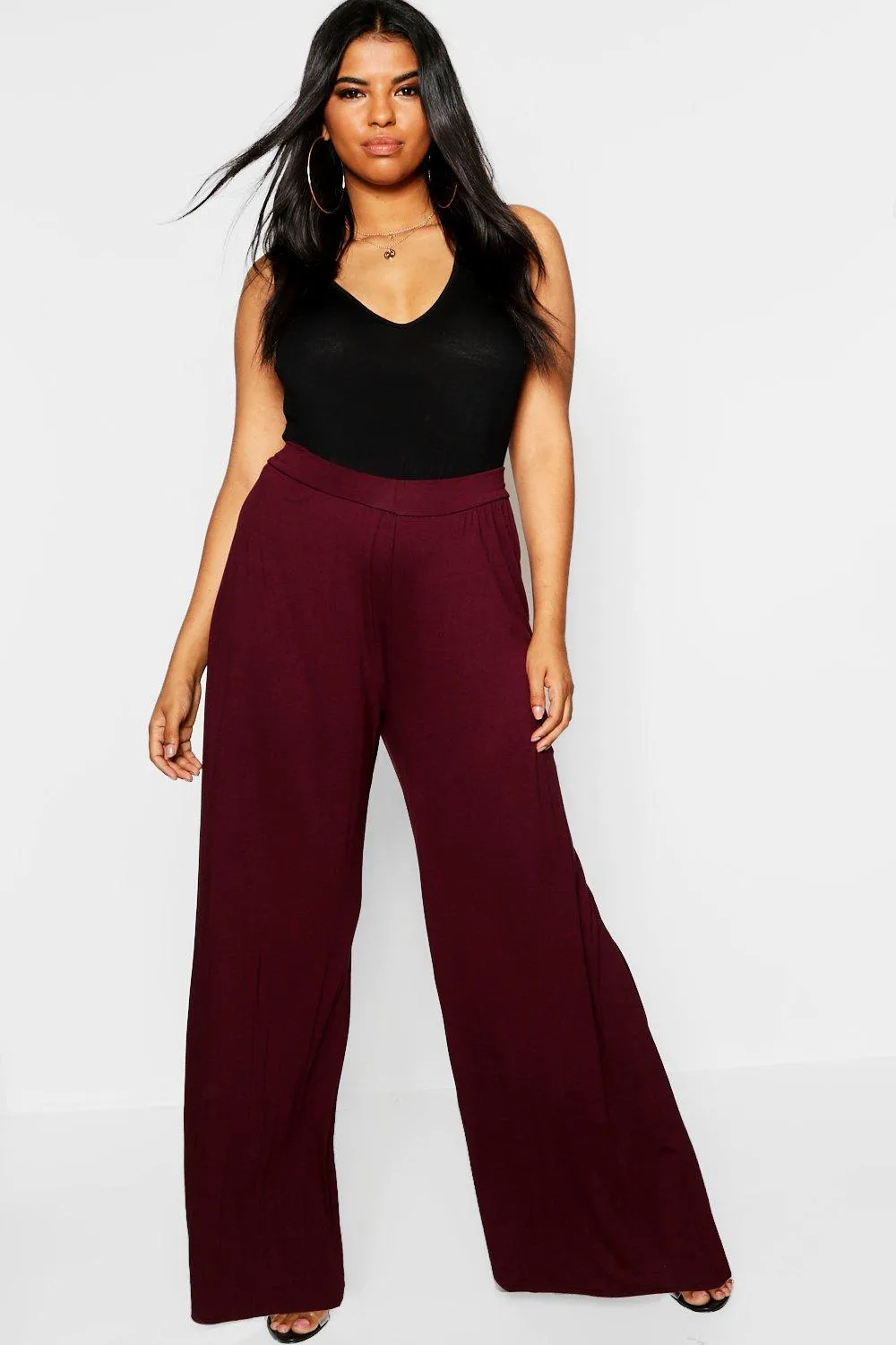 Plus Jersey Wide Leg Pants