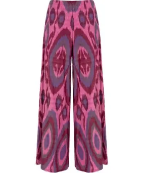 Punicana Women's Pink / Purple Palazzo Pant W Side Slit In Pink Ethnic Cotton Ikat