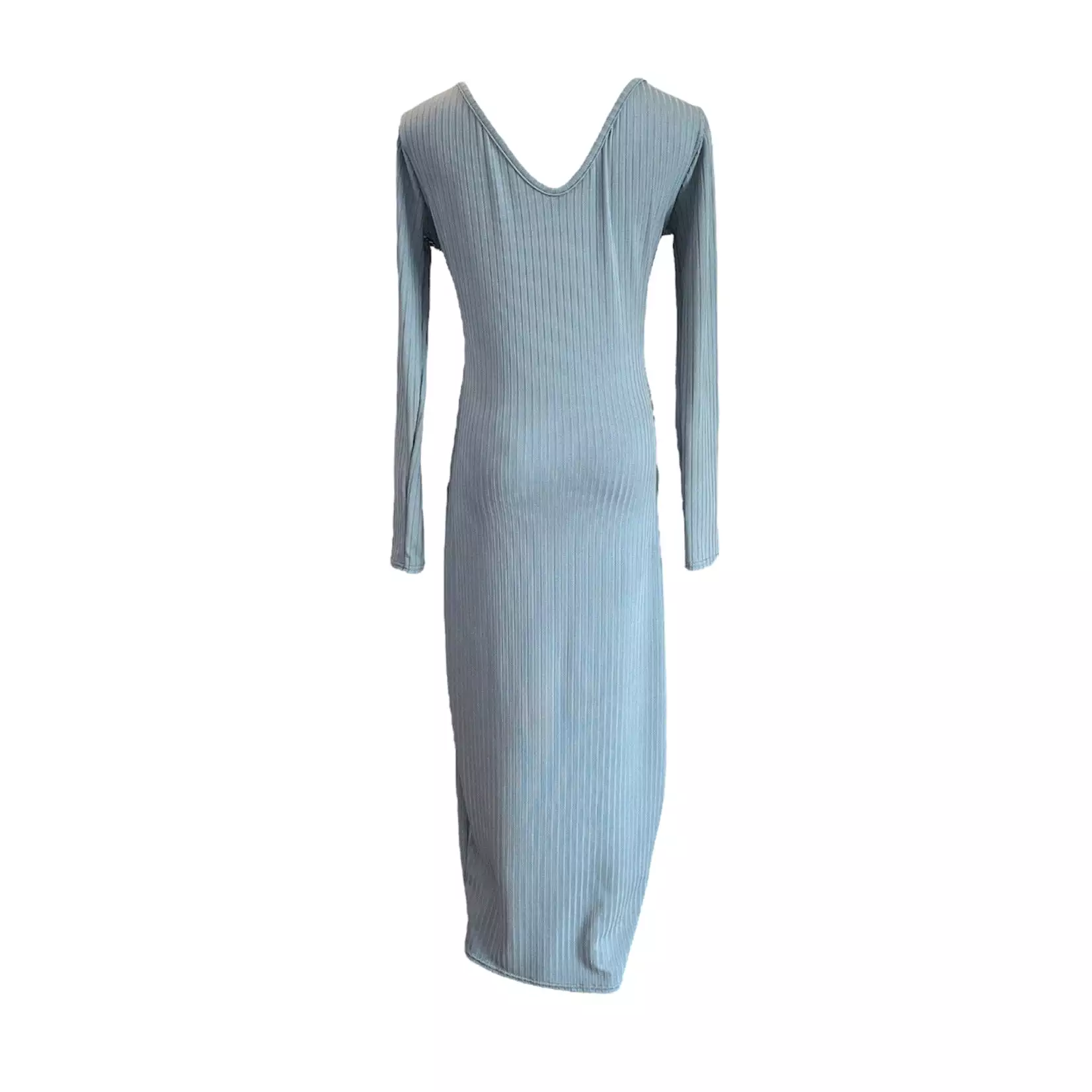 Ribbed Knit Midi Dress (Blue)