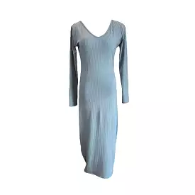 Ribbed Knit Midi Dress (Blue)