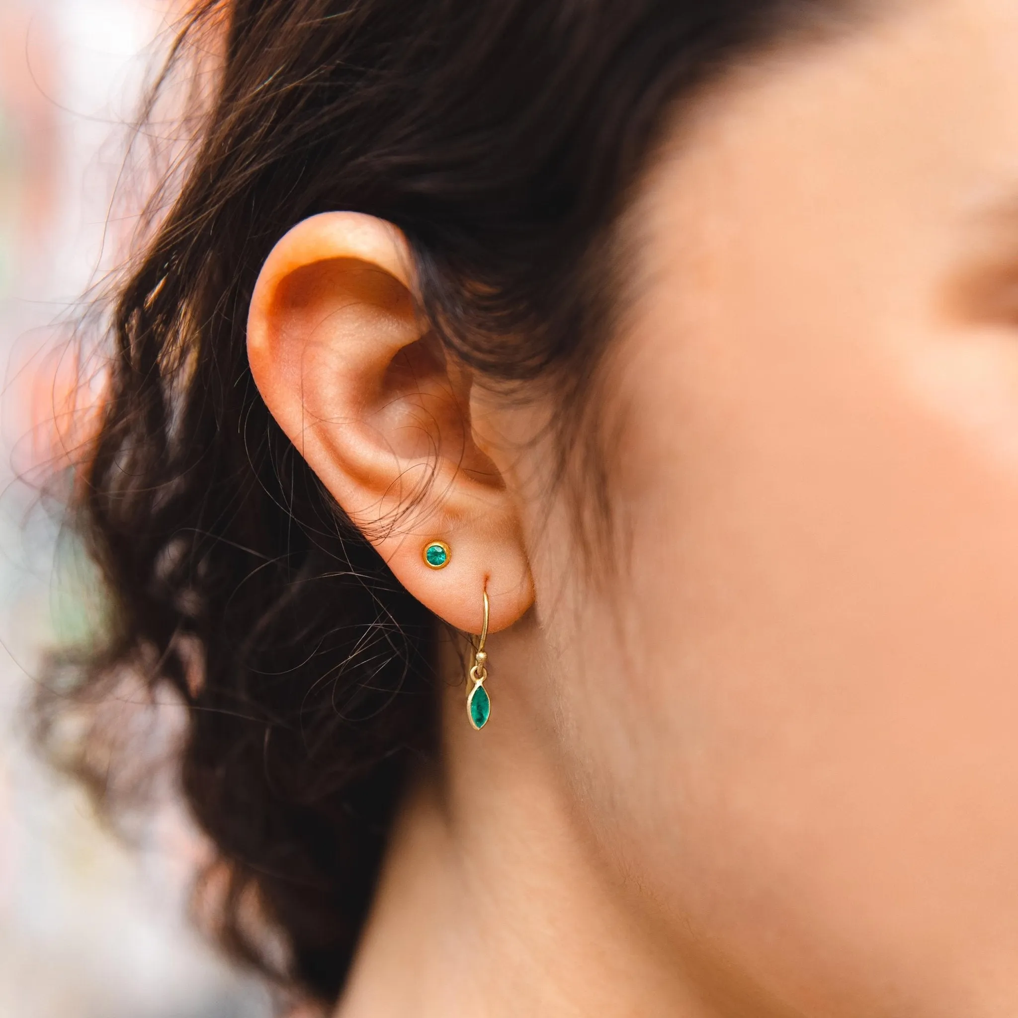 Small Marquise Emerald Drop Earrings